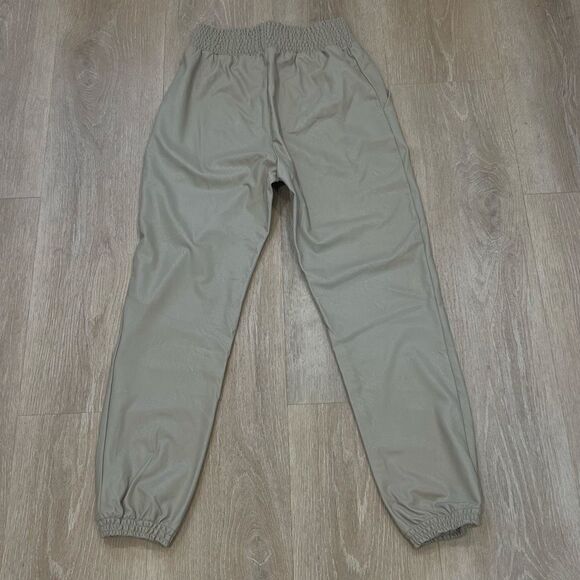 Commando, Sand Tan Faux Leather Jogger Pants Smocked Elastic Hem, Women’s Medium - Picture 5 of 15